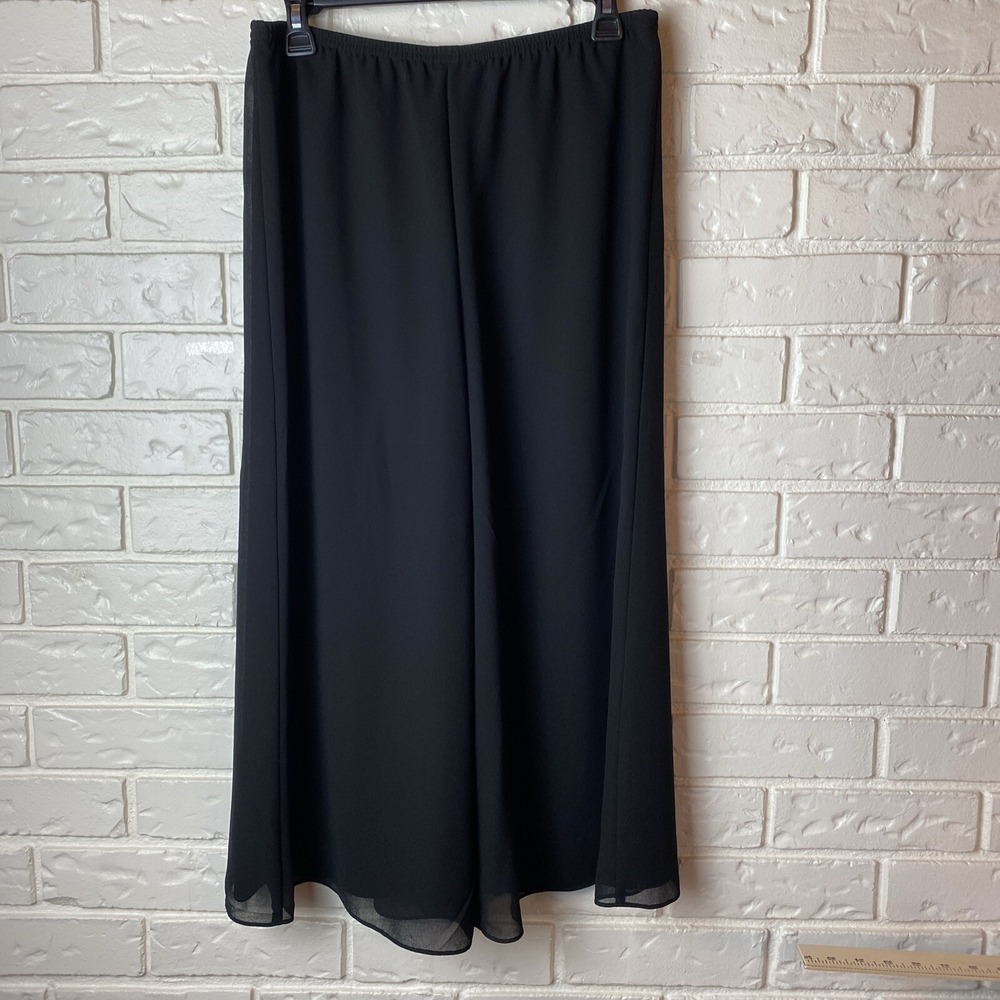 Metaphor Women's Pants Size M Black Sheer Overlay Lined Wide Leg Cropped